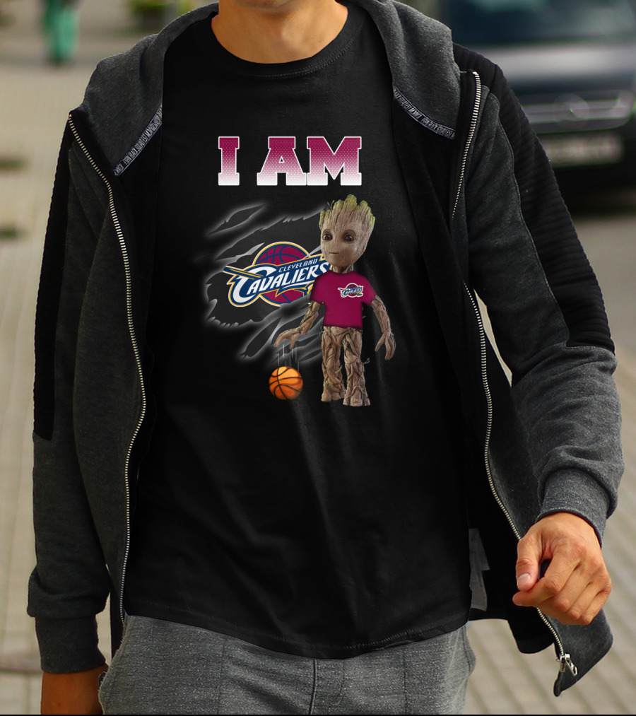 I Am Cleveland Cavaliers Groot With Basketball T-Shirt