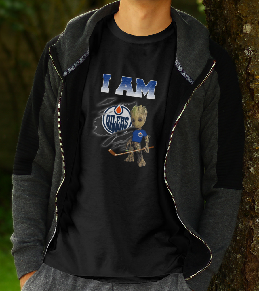 I Am Groot Edmonton Oilers Fan Hockey T-Shirt