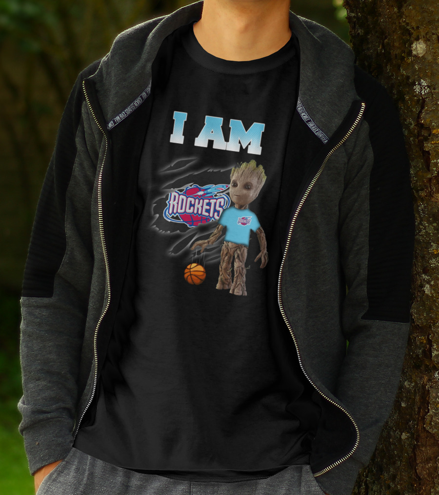 I Am Rockets Groot With Basketball Fan Gear T-Shirt