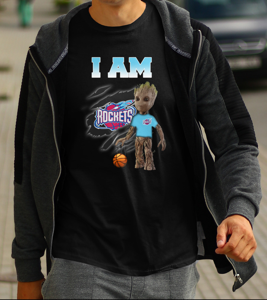 I Am Rockets Groot With Basketball Fan Gear T-Shirt