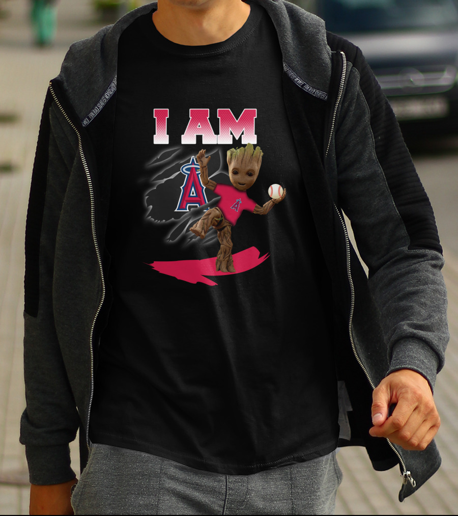 I Am Los Angeles Angels Groot With Baseball T-Shirt