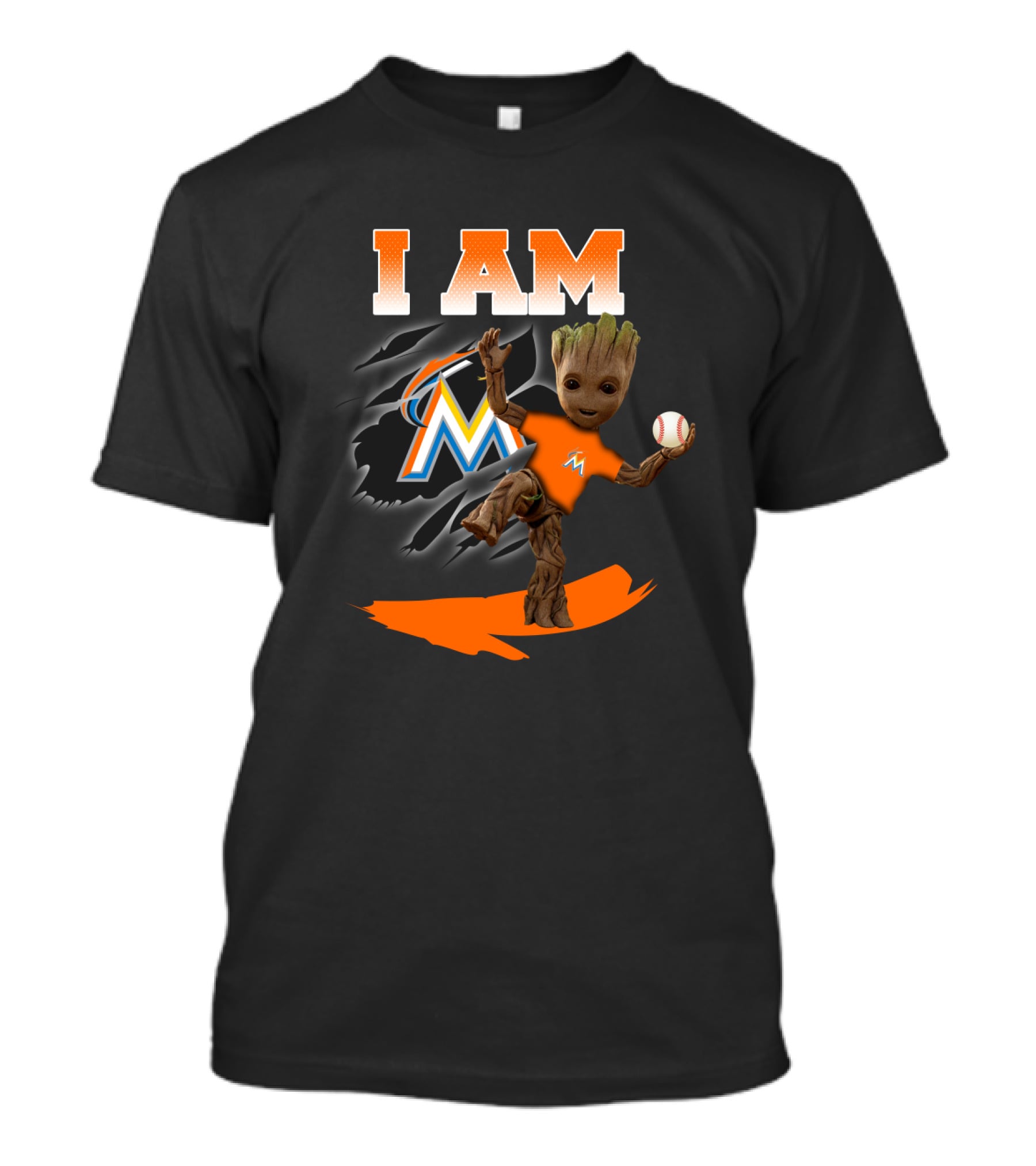 I Am Miami Marlins Groot Baseball Fan Character T-Shirt