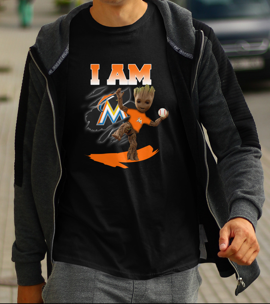 I Am Miami Marlins Groot Baseball Fan Character T-Shirt