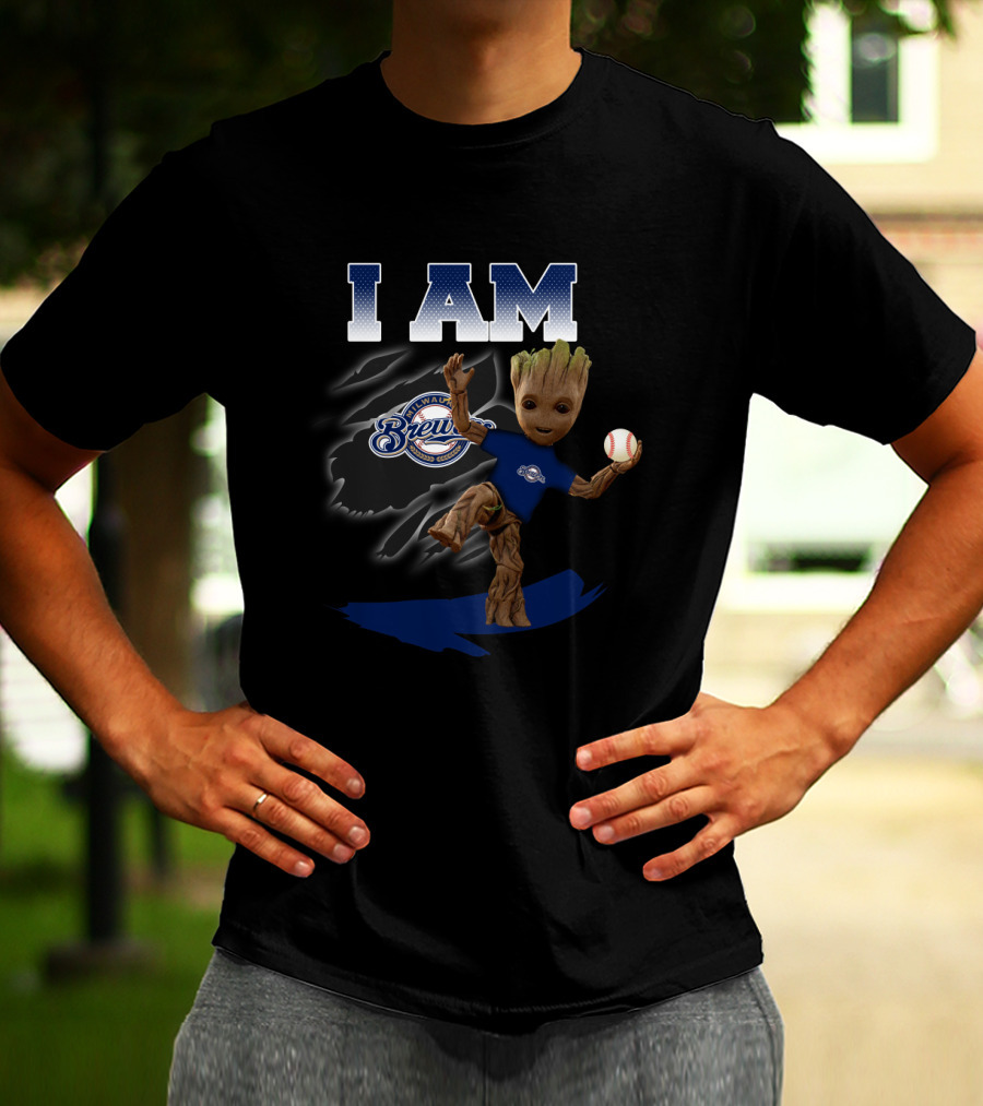 I Am Milwaukee Brewers Groot Baseball Fan T-Shirt