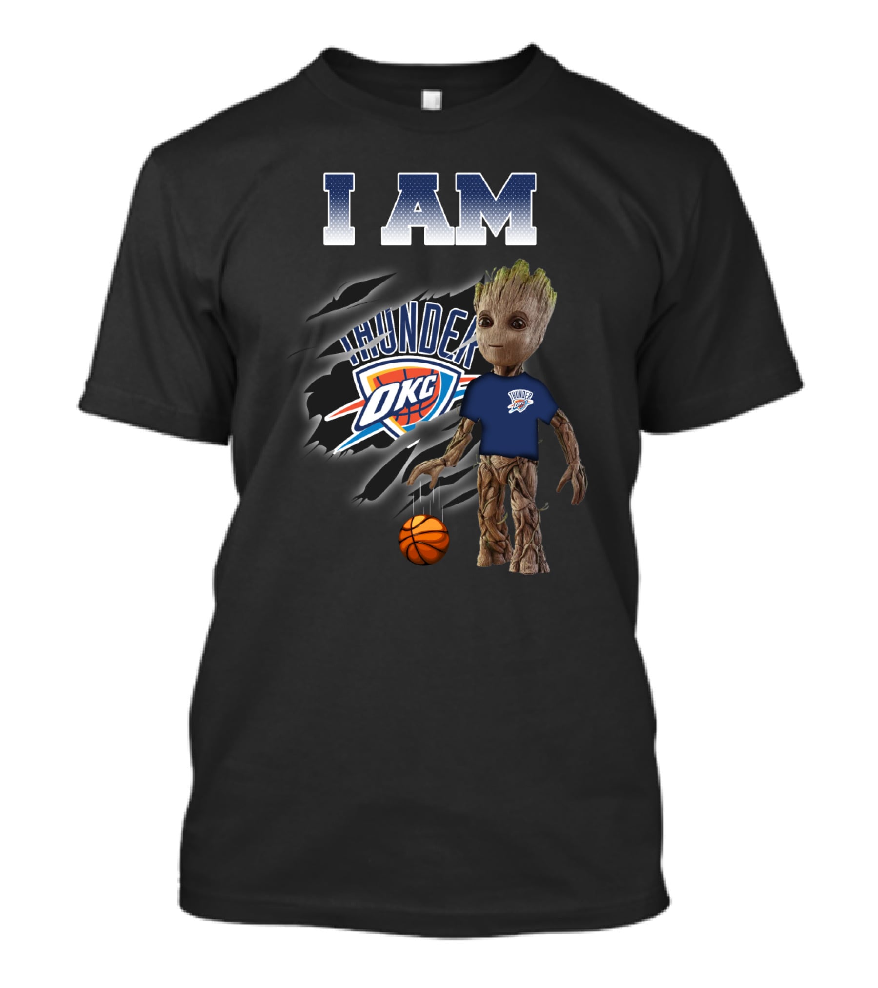 I Am Oklahoma City Thunder Groot Okc Basketball Fan T-Shirt