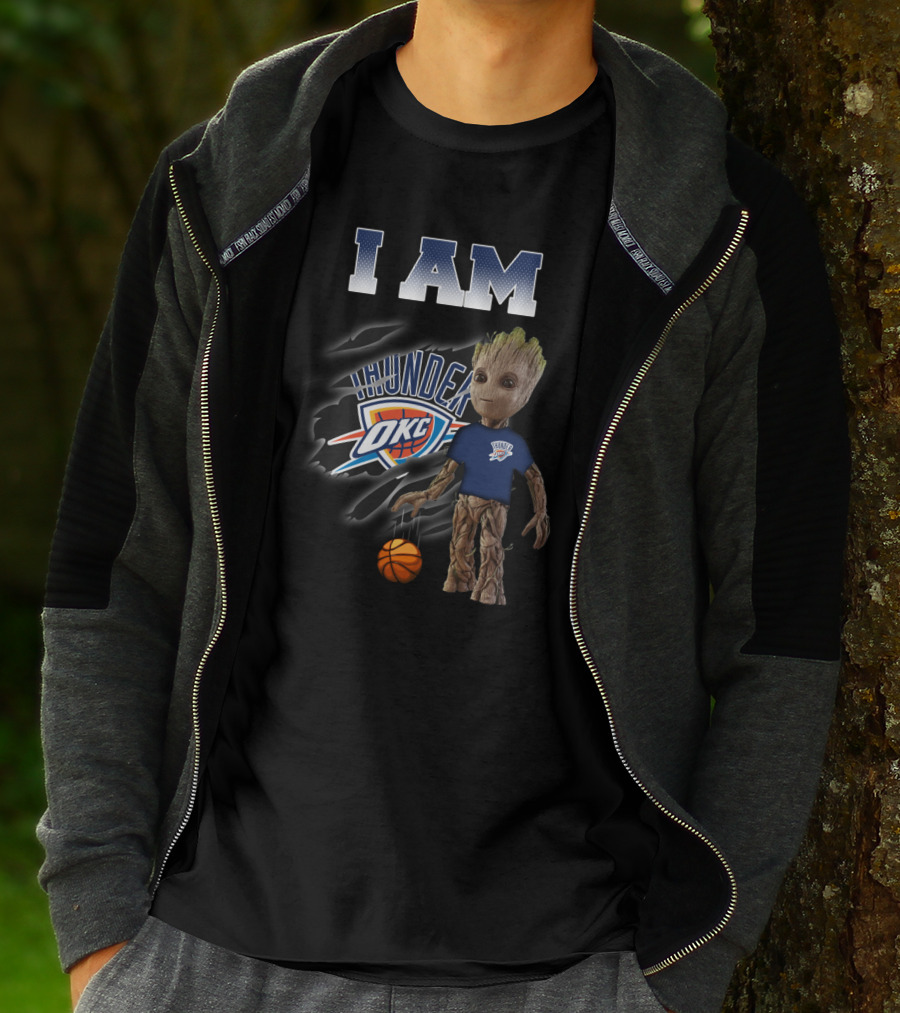 I Am Oklahoma City Thunder Groot Okc Basketball Fan T-Shirt