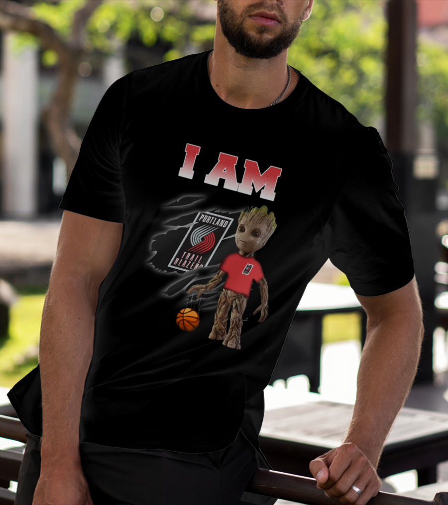 I Am Portland Trail Blazers Groot Basketball Fan T-Shirt