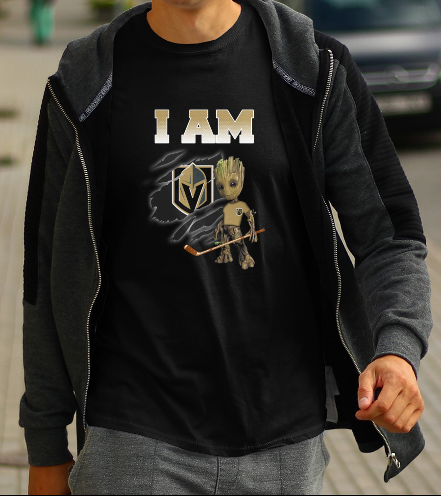 I Am Vegas Golden Knights Groot Hockey Fan T-Shirt