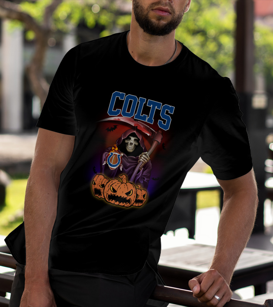 Indianapolis Colts Reaper Halloween Pumpkins Scythe T-Shirt