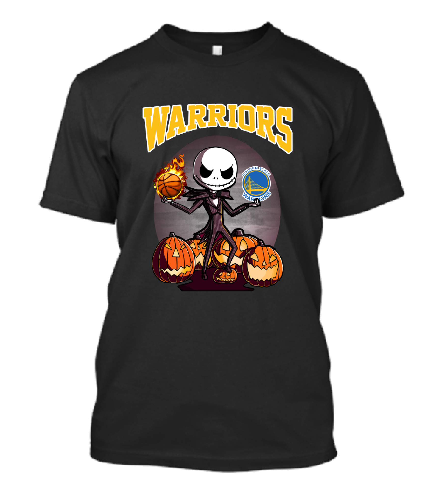 Golden State Warriors Halloween Jack Skellington Basketball Pumpkins T-Shirt