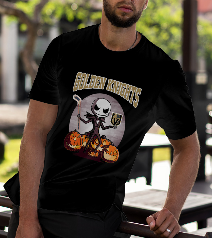 Golden Knights Halloween Jack Skeleton With Vegas Hockey T-Shirt