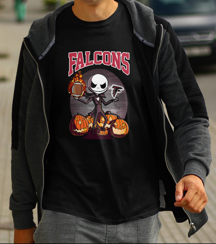 Falcons Jack Skellington Halloween Football Pumpkins T-Shirt