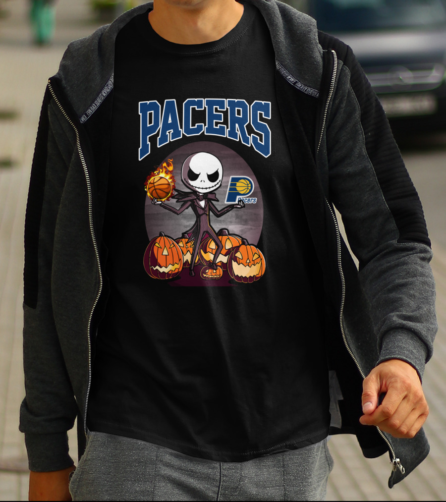 Pacers Jack Skellington Halloween Indiana Basketball Pumpkins T-Shirt