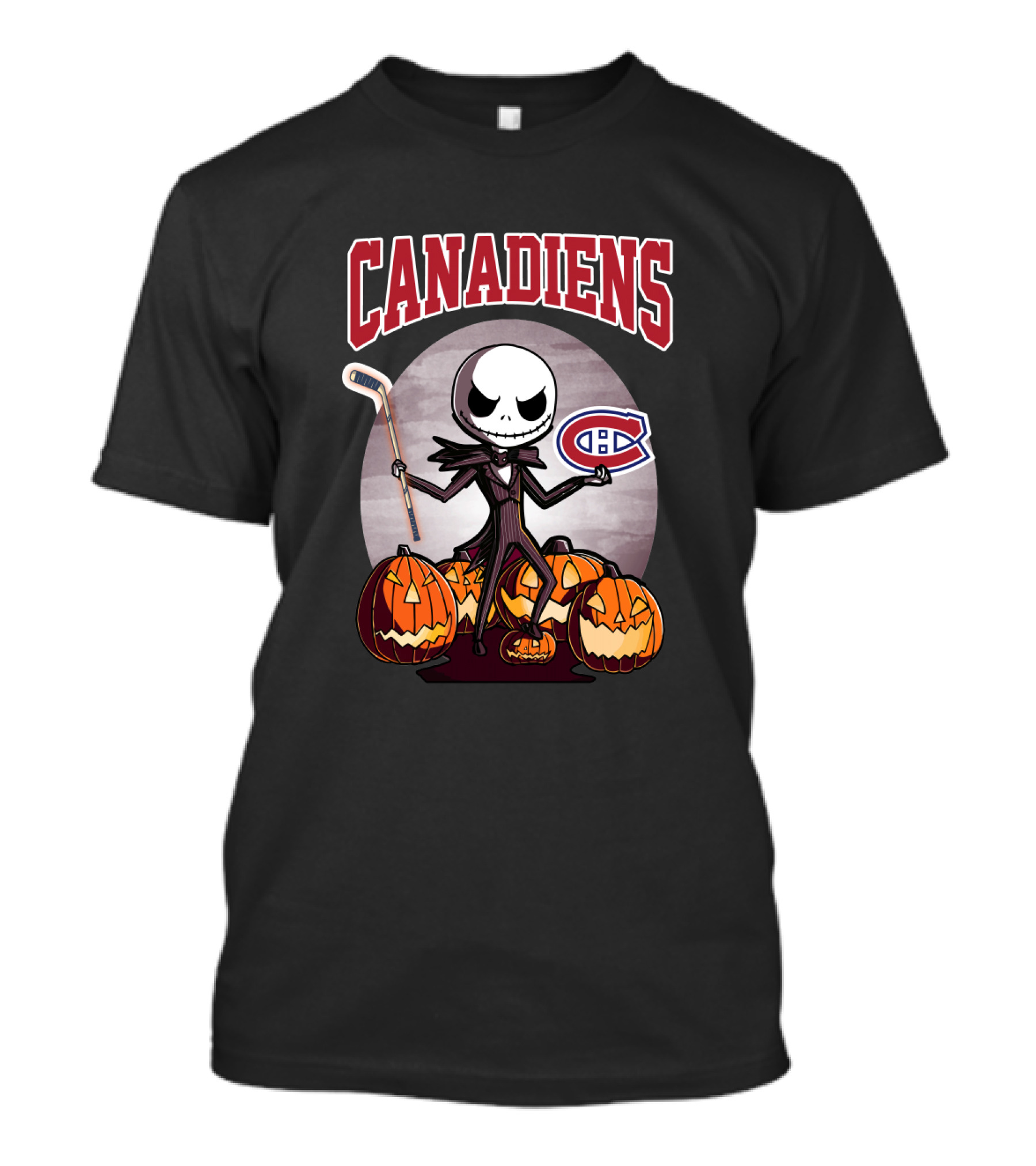 Canadiens Jack Skellington Halloween Hockey Pumpkins T-Shirt