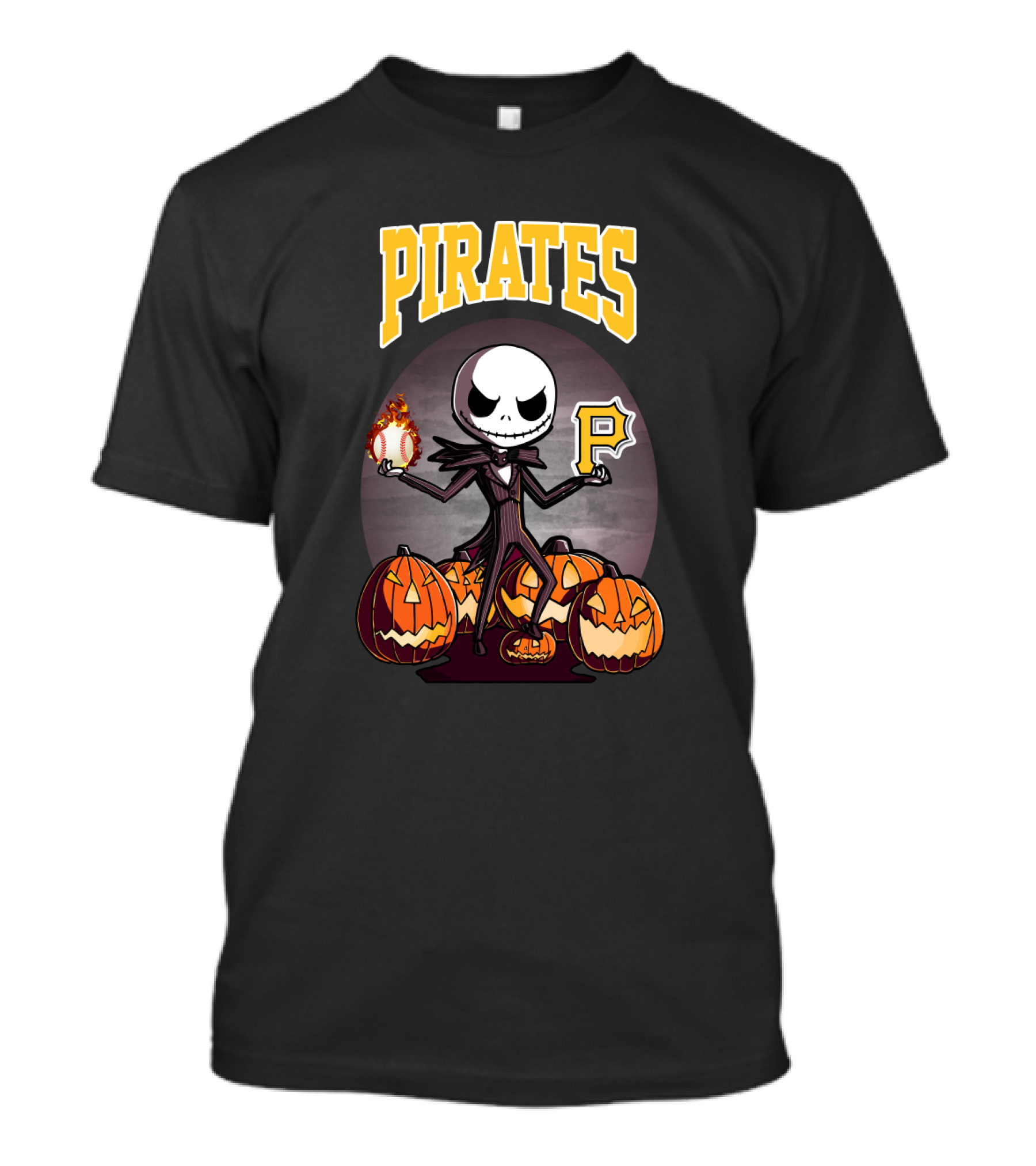 Pirates Jack Skellington Halloween Pittsburgh Baseball Pumpkins T-Shirt