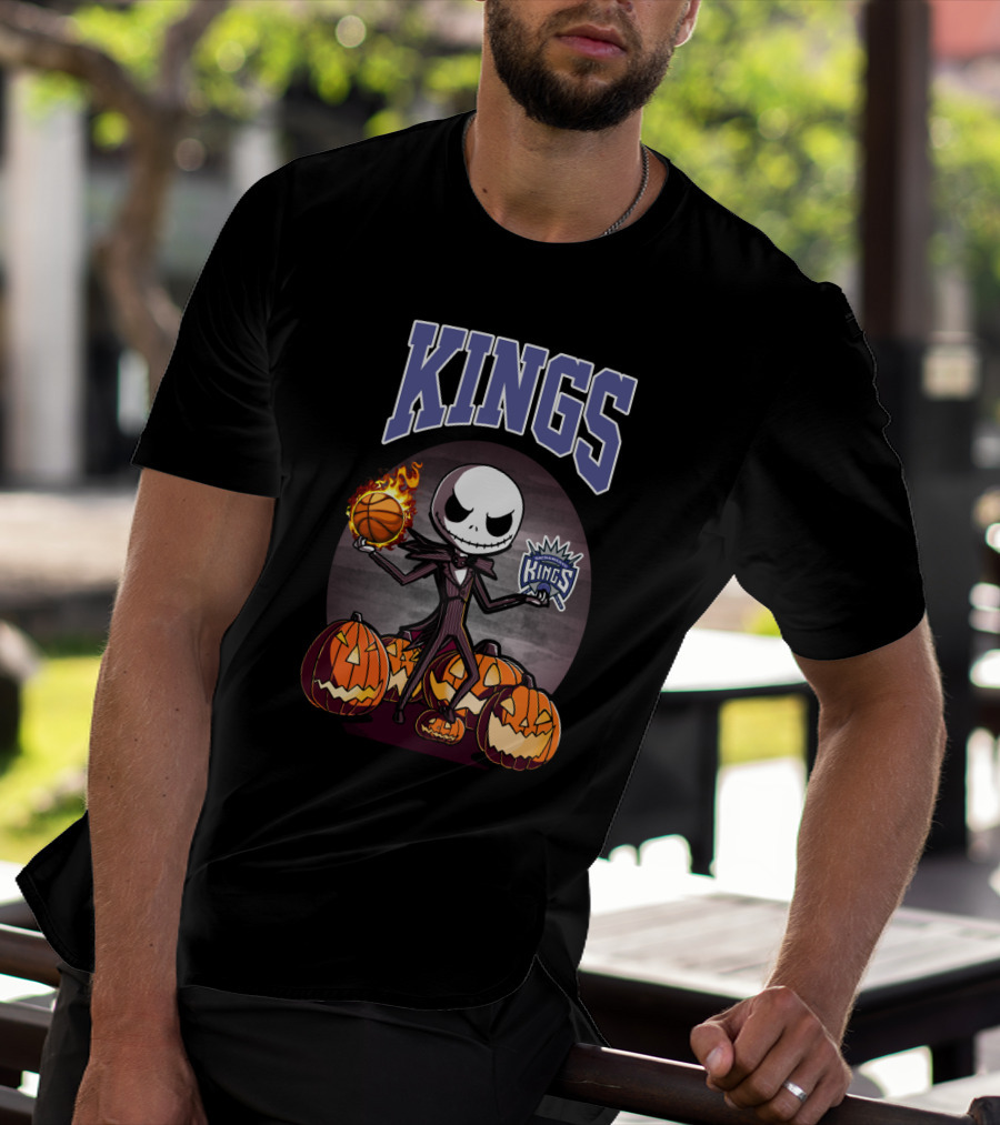 Jack Skellington Basketball Sacramento Kings Halloween Pumpkin T-Shirt