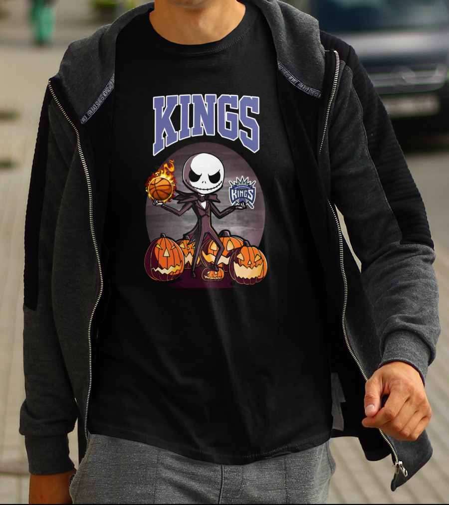 Jack Skellington Basketball Sacramento Kings Halloween Pumpkin T-Shirt