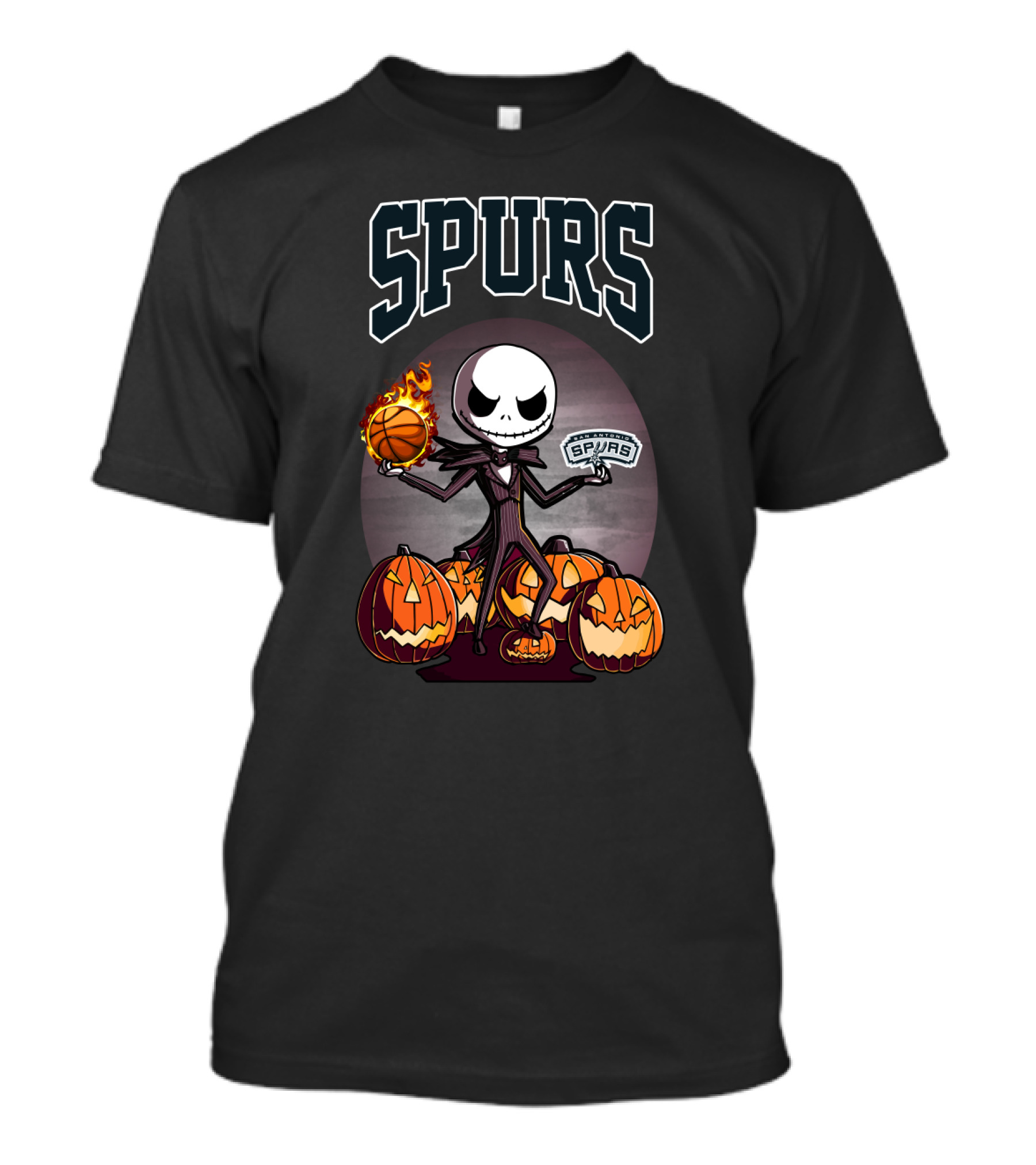 San Antonio Spurs Jack Skellington Halloween Pumpkins Basketball T-Shirt