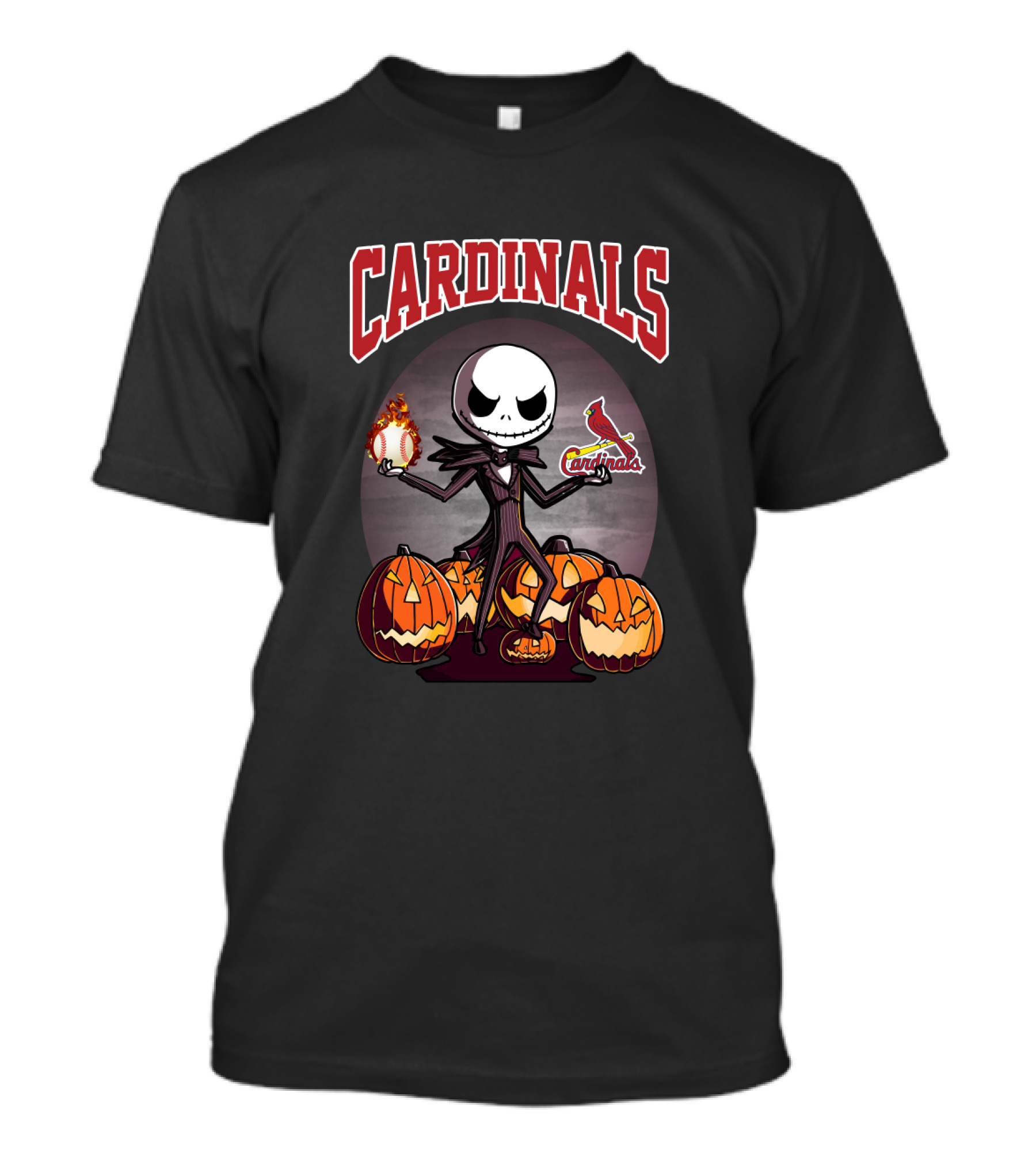 Cardinals Jack Skellington Halloween St Louis Cardinals Baseball Pumpkins T-Shirt
