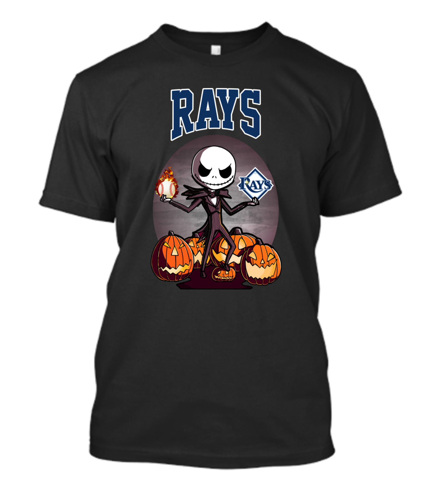 Rays Jack Skellington Halloween Tampa Bay Baseball Pumpkins T-Shirt
