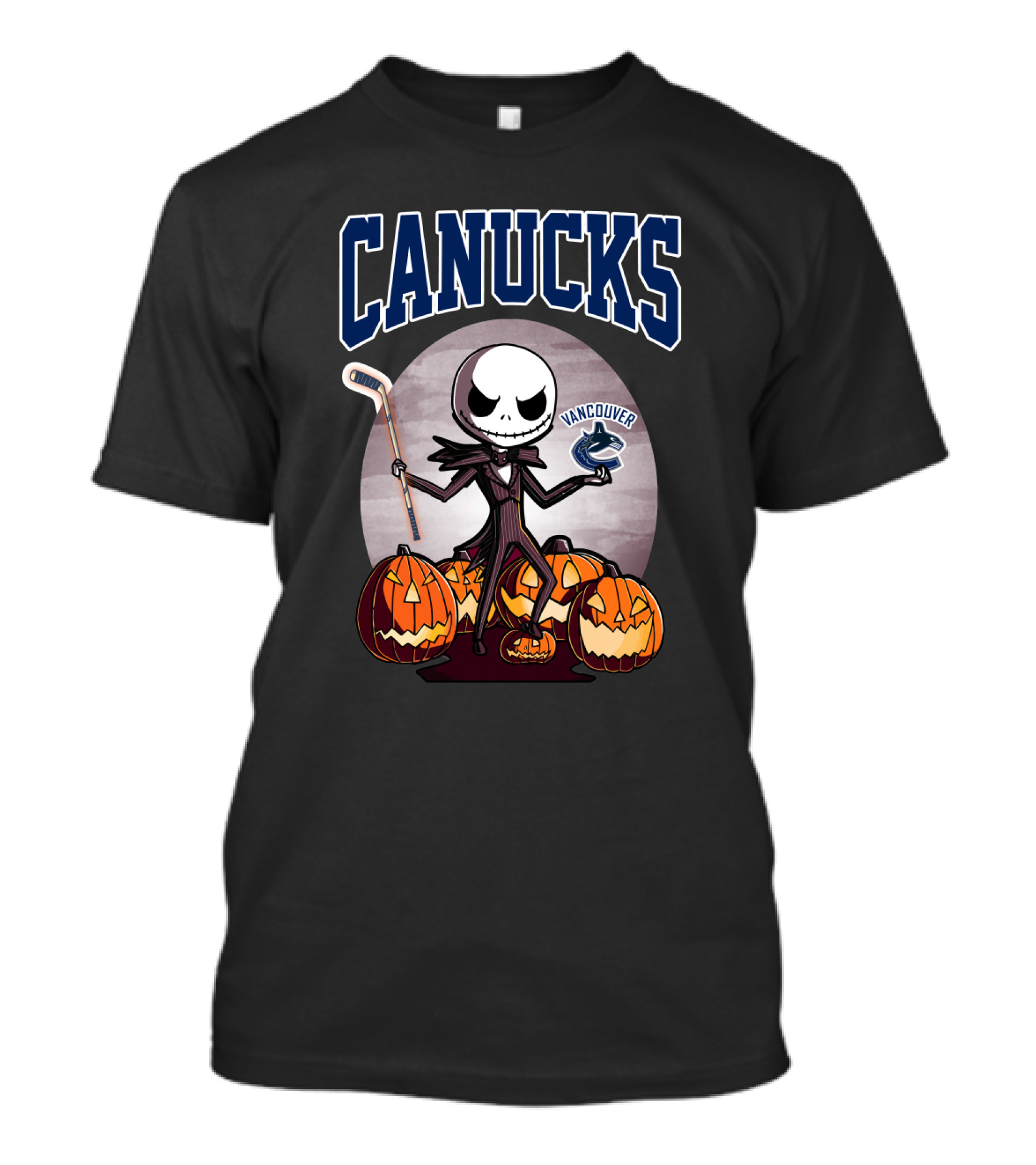 Canucks Jack Skellington Halloween Vancouver Hockey Pumpkins T-Shirt
