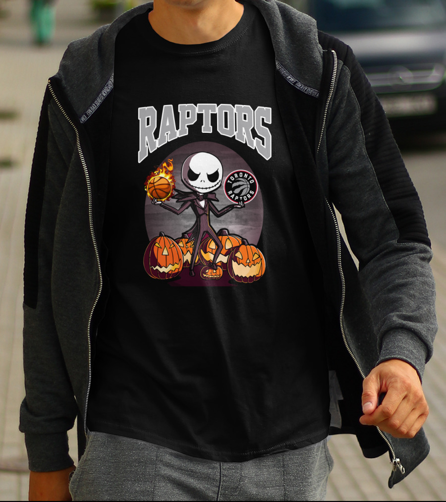Raptors Halloween Jack Skellington Toronto Basketball Pumpkins T-Shirt