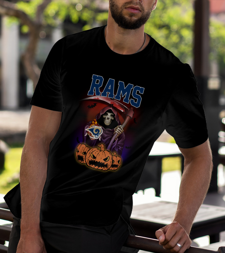 Los Angeles Rams Grim Reaper Halloween Pumpkins T-Shirt