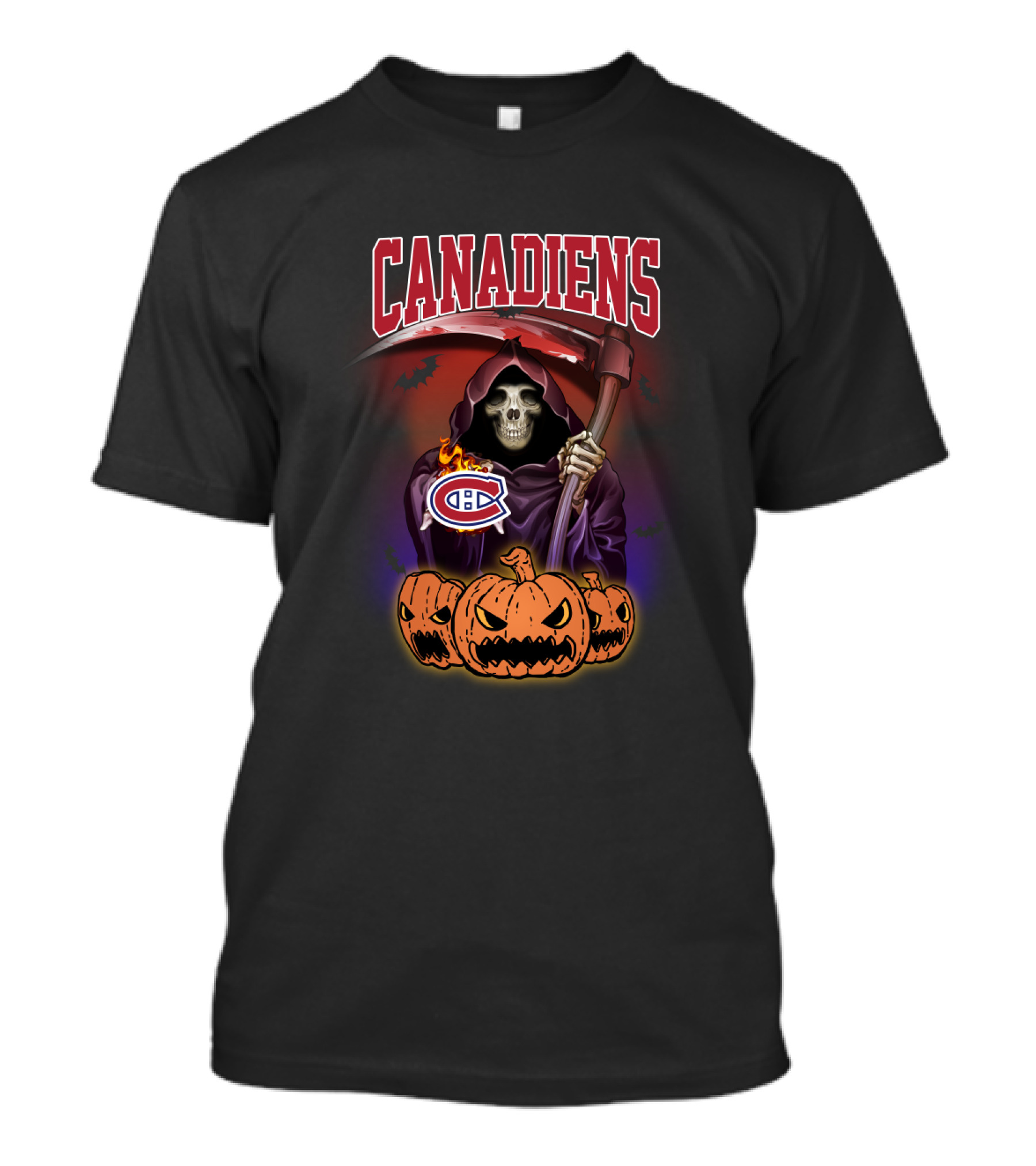 Canadiens Reaper Halloween Scythe Logo Pumpkins T-Shirt