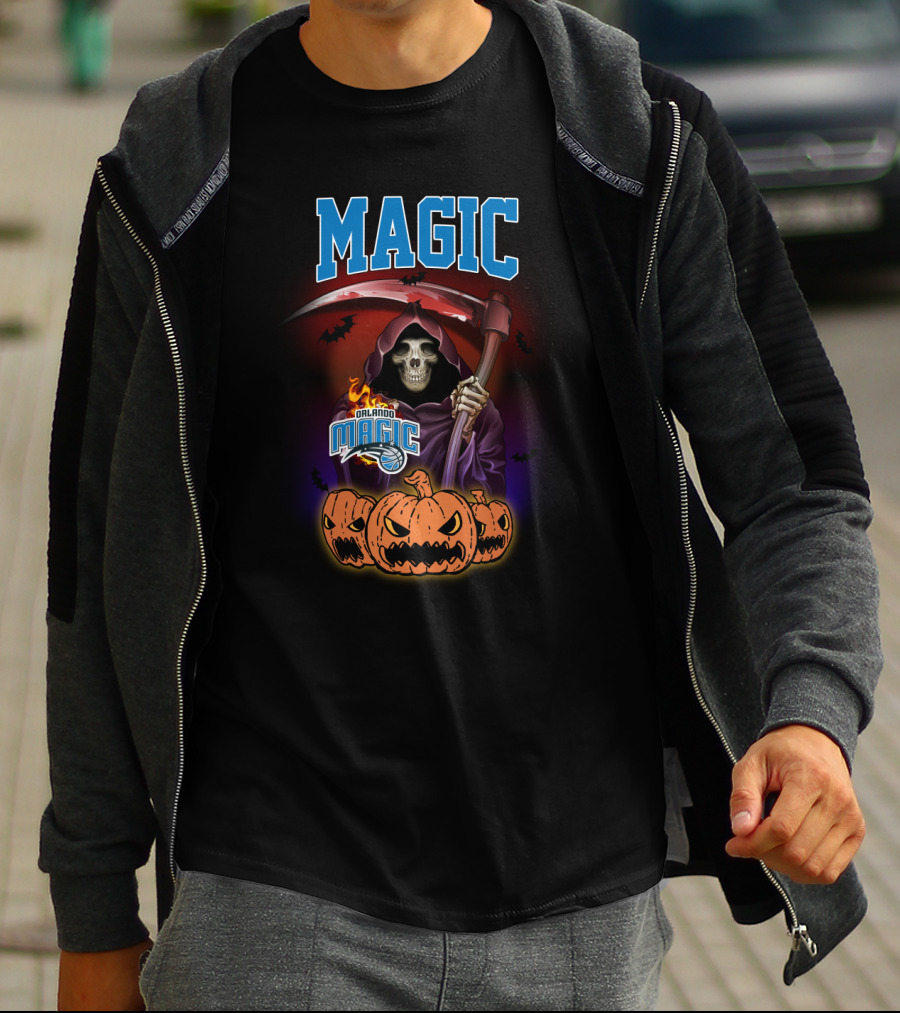 Orlando Magic Grim Reaper Halloween Pumpkins T-Shirt