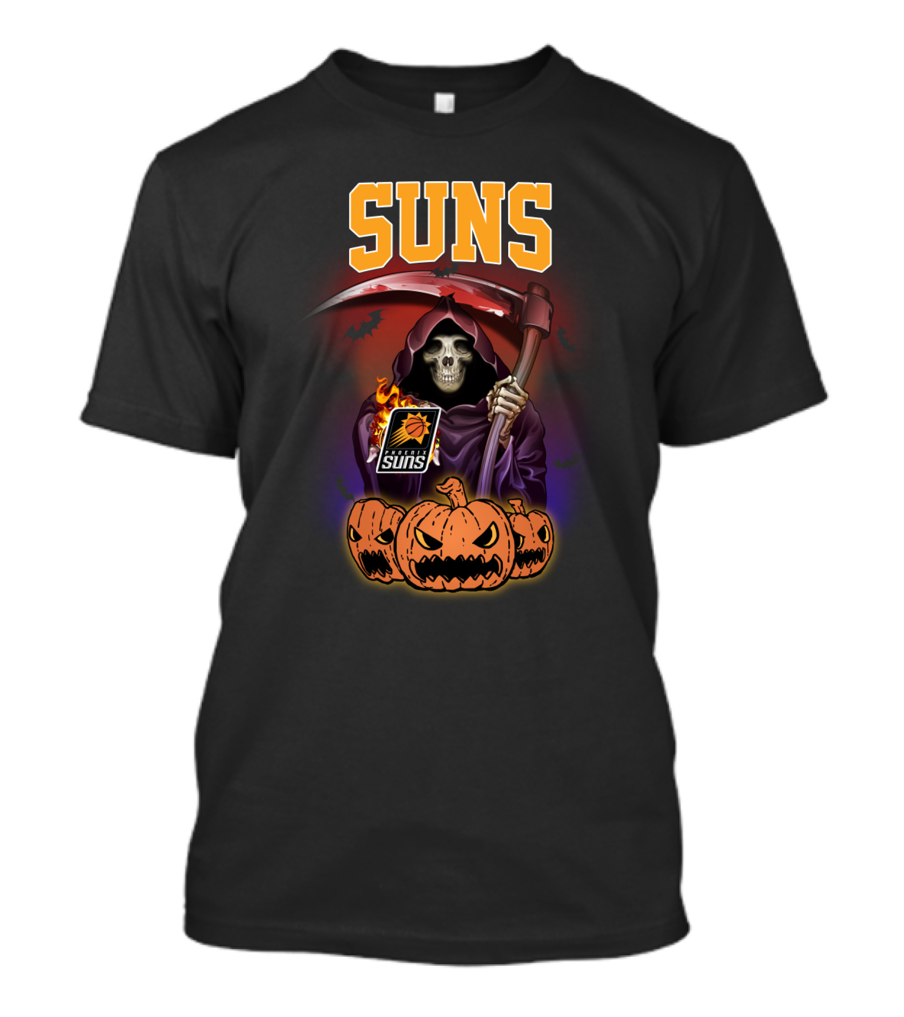 Suns Reaper Halloween Grim Scythe With Pumpkins T-Shirt