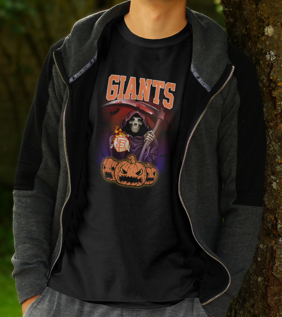 San Francisco Giants Grim Reaper Halloween Baseball Pumpkin T-Shirt