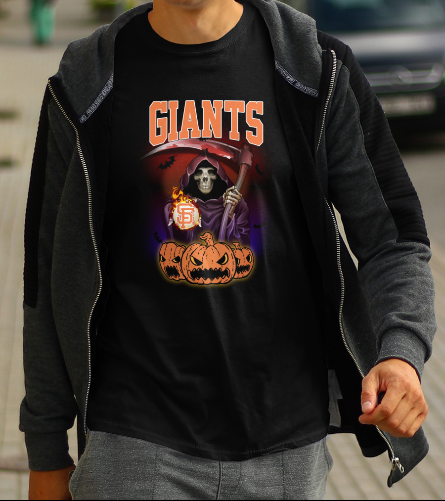 San Francisco Giants Grim Reaper Halloween Baseball Pumpkin T-Shirt