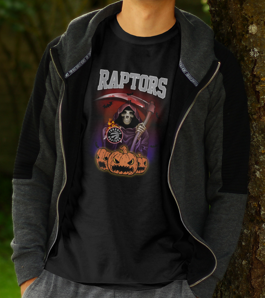 Raptors Reaper Halloween Toronto Raptors Pumpkin Grim T-Shirt