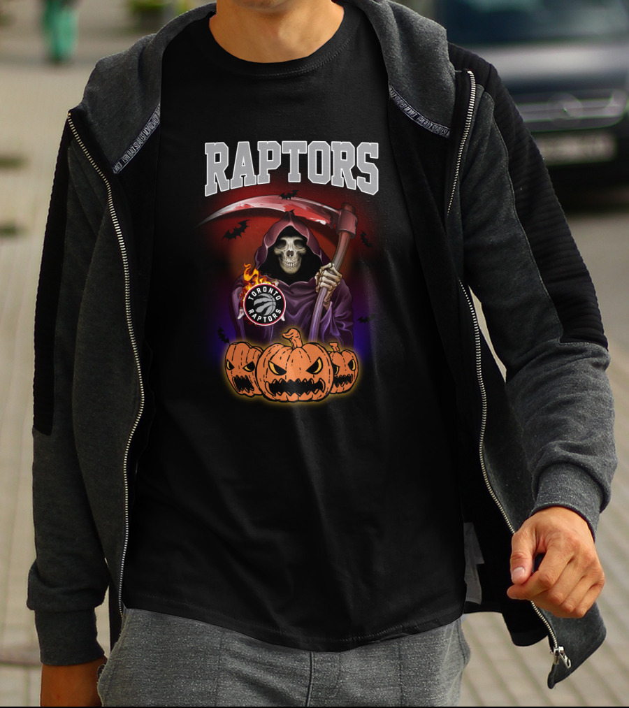 Raptors Reaper Halloween Toronto Raptors Pumpkin Grim T-Shirt