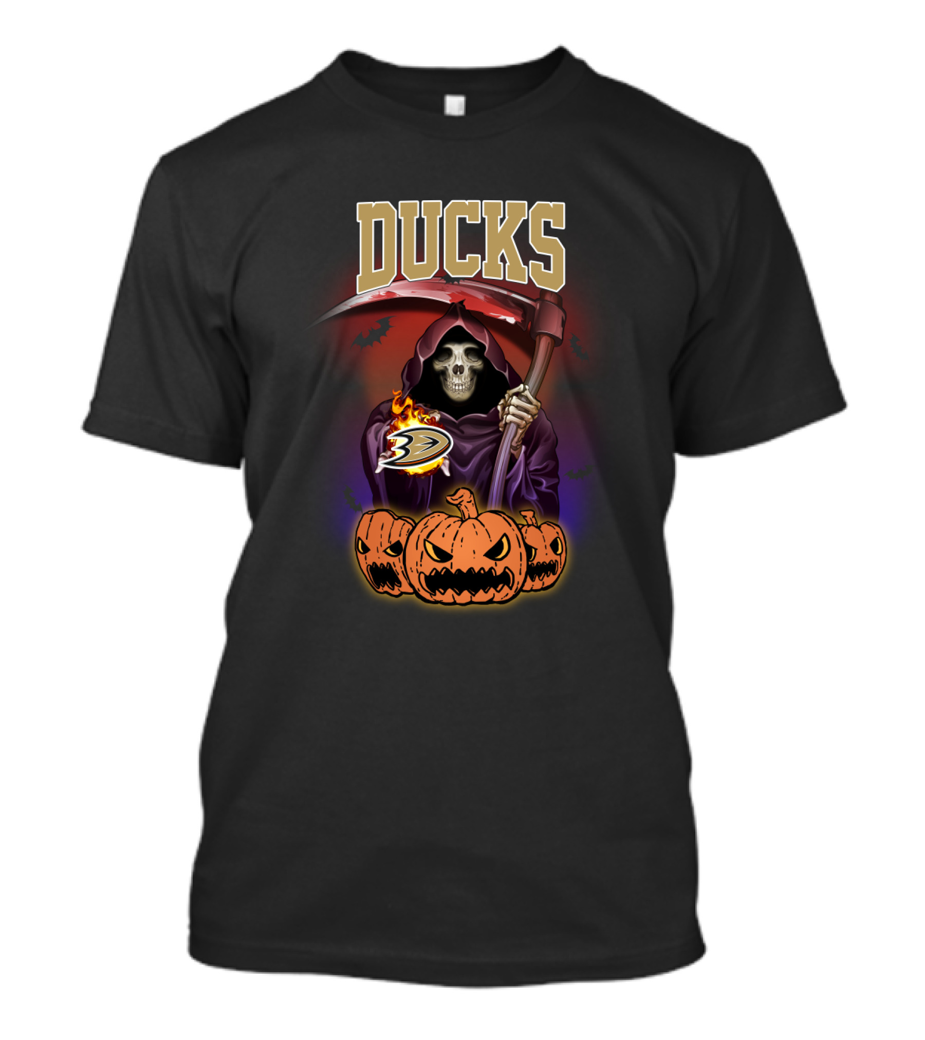 Anaheim Ducks Grim Reaper Halloween Pumpkins T-Shirt