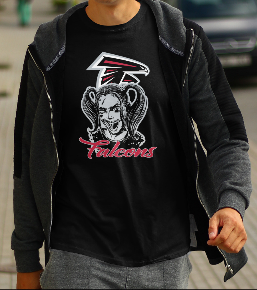 Harley Quinn And Atlanta Falcons Logo Fans Falcons T-Shirt