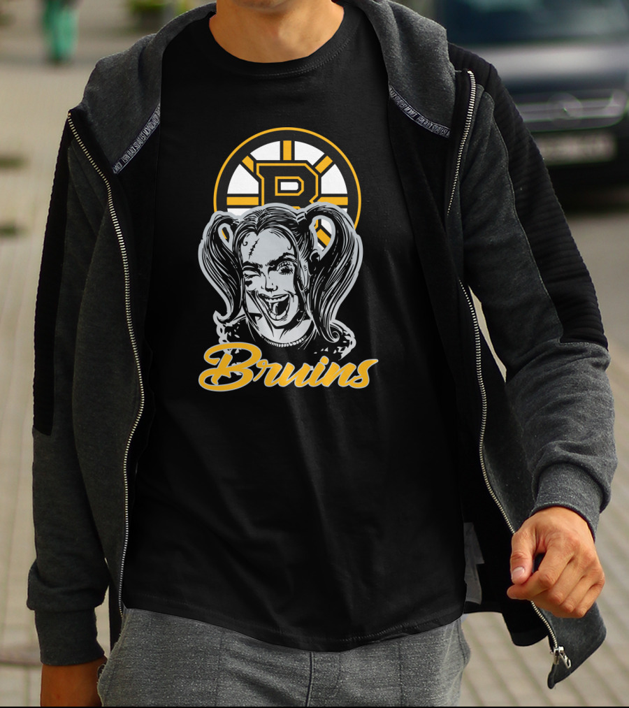 Harley Quinn Meets Bruins Fanatic With Iconic Boston Bruins T-Shirt