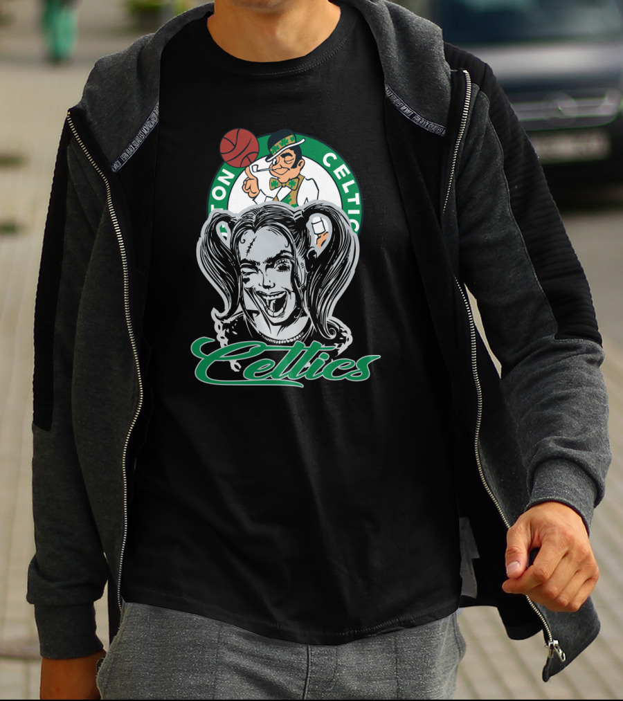 Harley Quinn Boston Celtics Fan Mashup T-Shirt