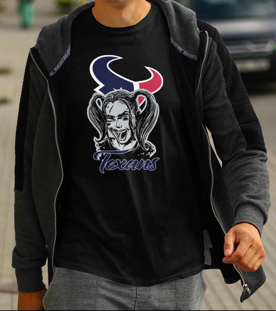 Harley Quinn Texans Fans Logo Face T-Shirt