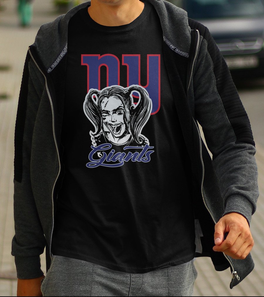 Ny Giants Meets Harley Quinn Fan Crossover T-Shirt
