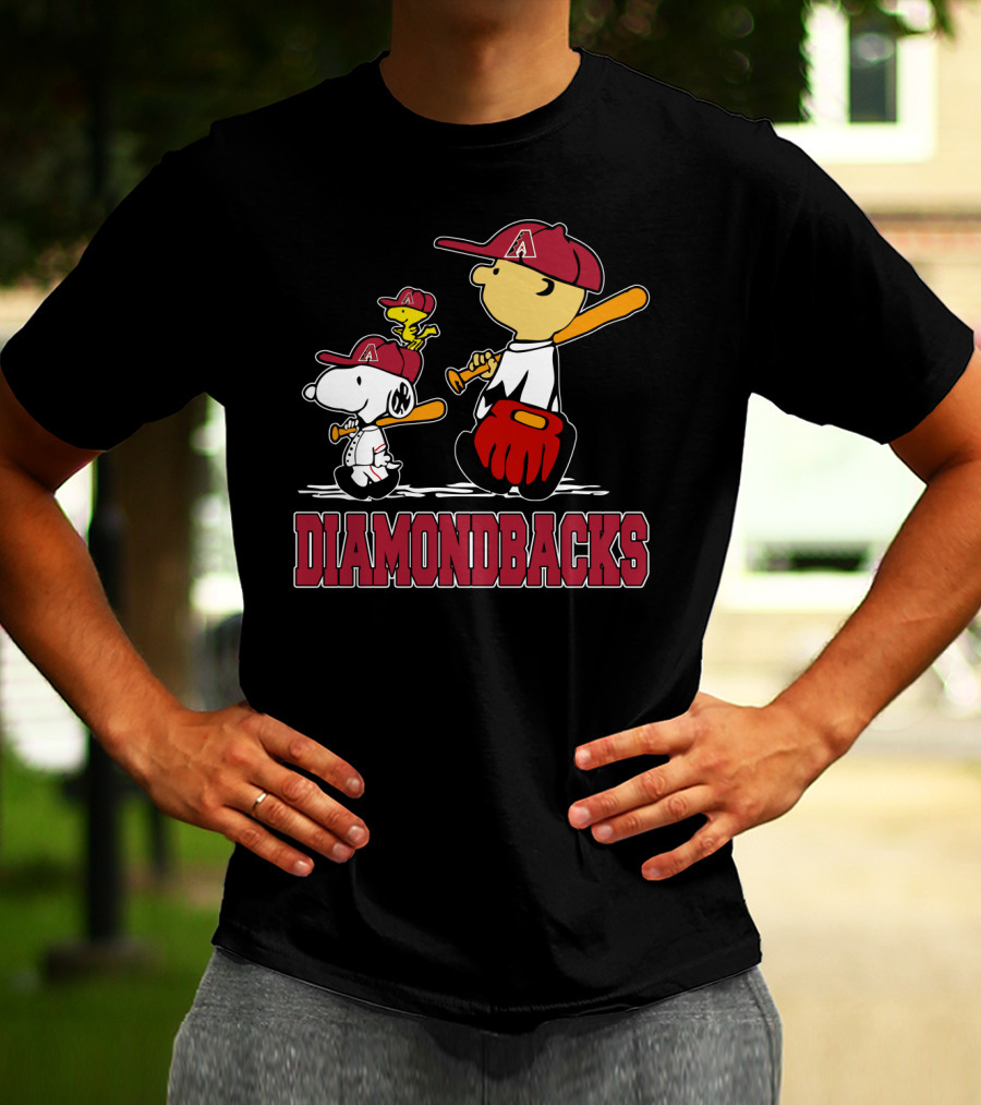 Diamondbacks Snoopy Charlie Brown Woodstock Baseball Fans T-Shirt