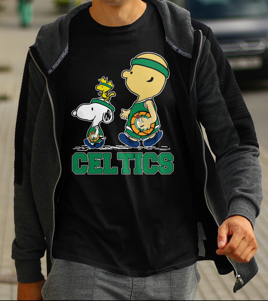 Celtics Snoopy And Friends With Basketball T-Shirt