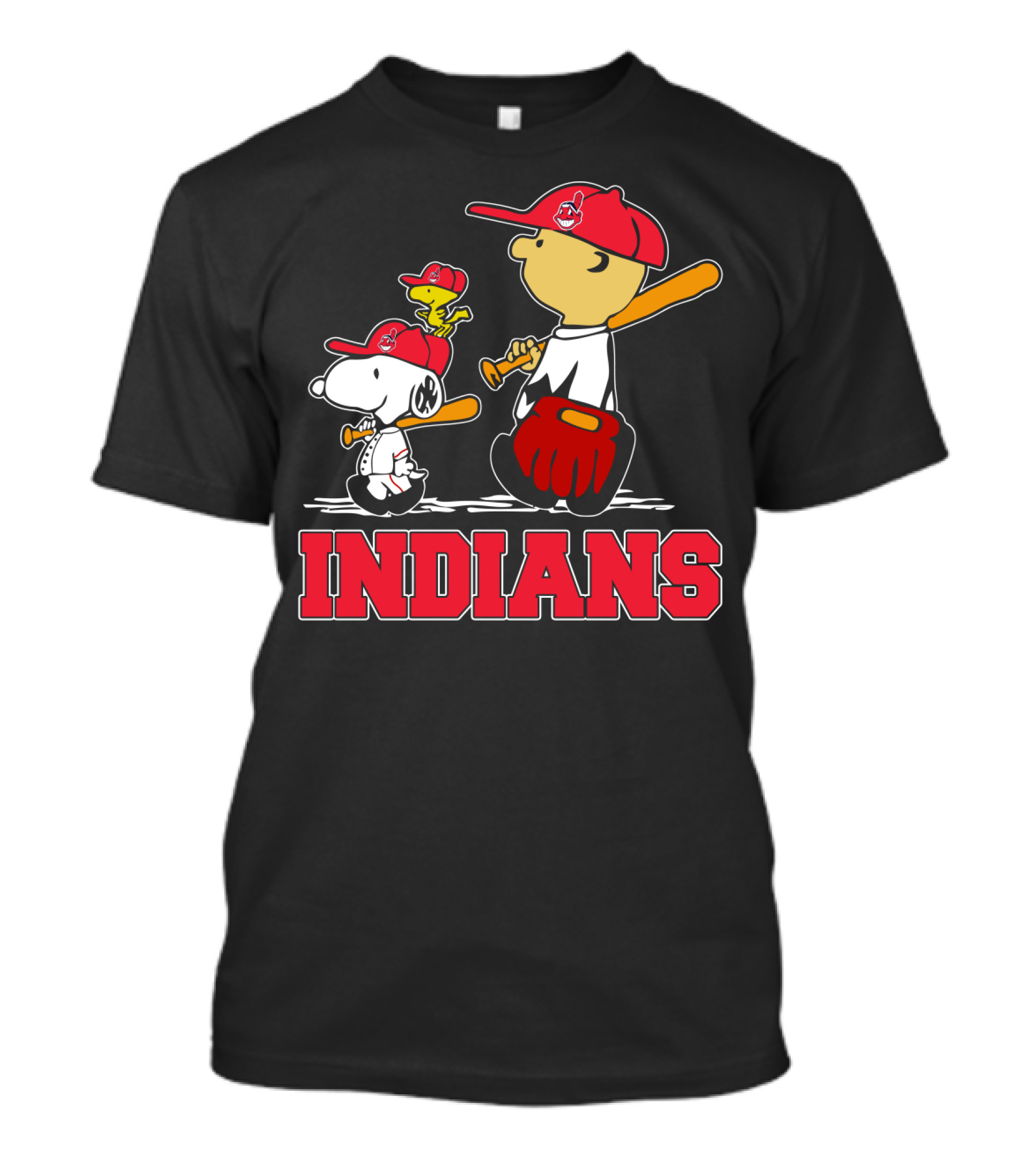 Snoopy Woodstock Cleveland Indians Baseball Fans T-Shirt