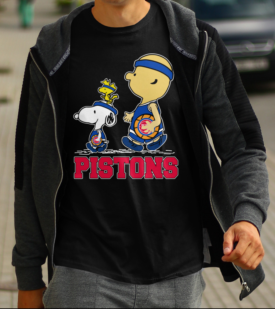 Pistons Basketball Snoopy And Woodstock Detroit Fans T-Shirt