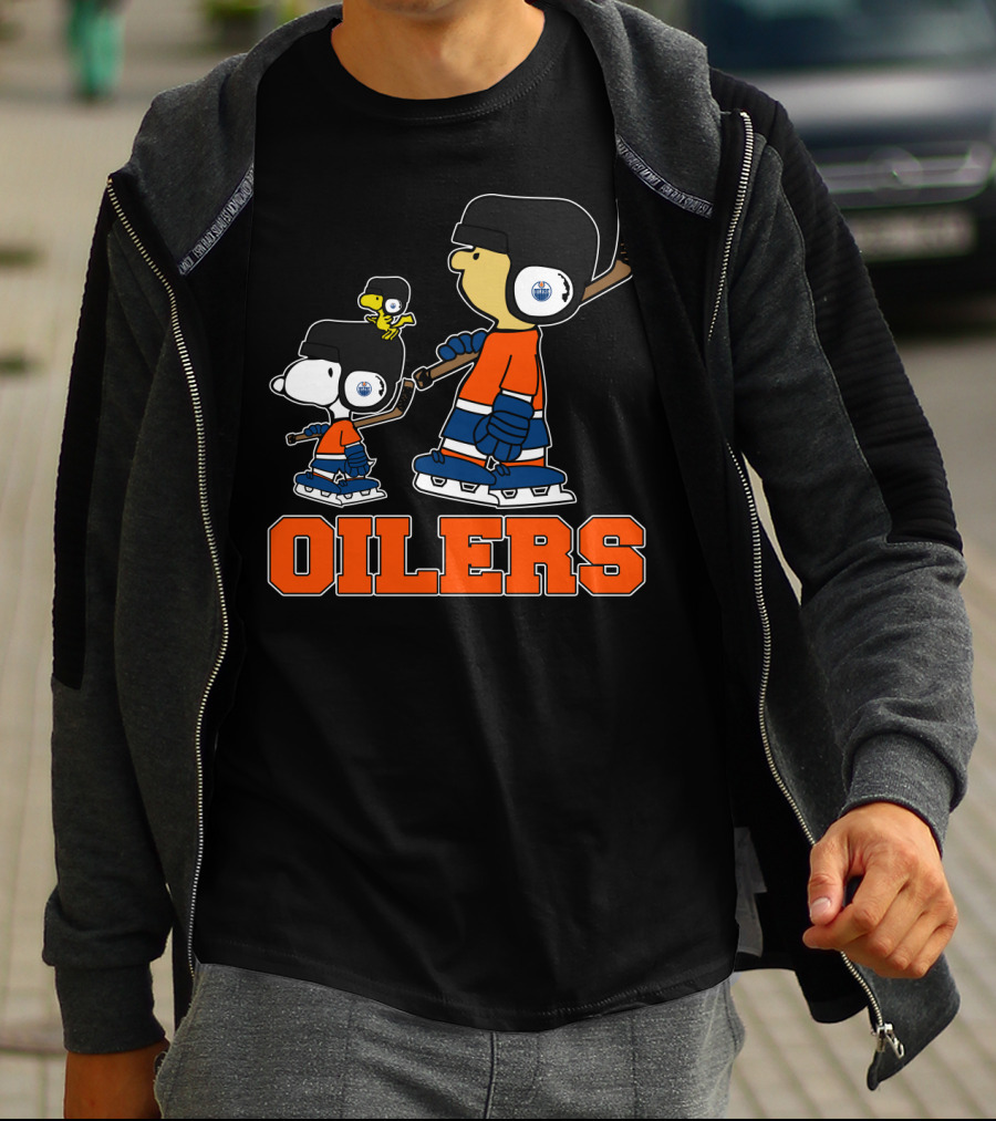 Snoopy And Woodstock Edmonton Oilers Hockey Fans T-Shirt
