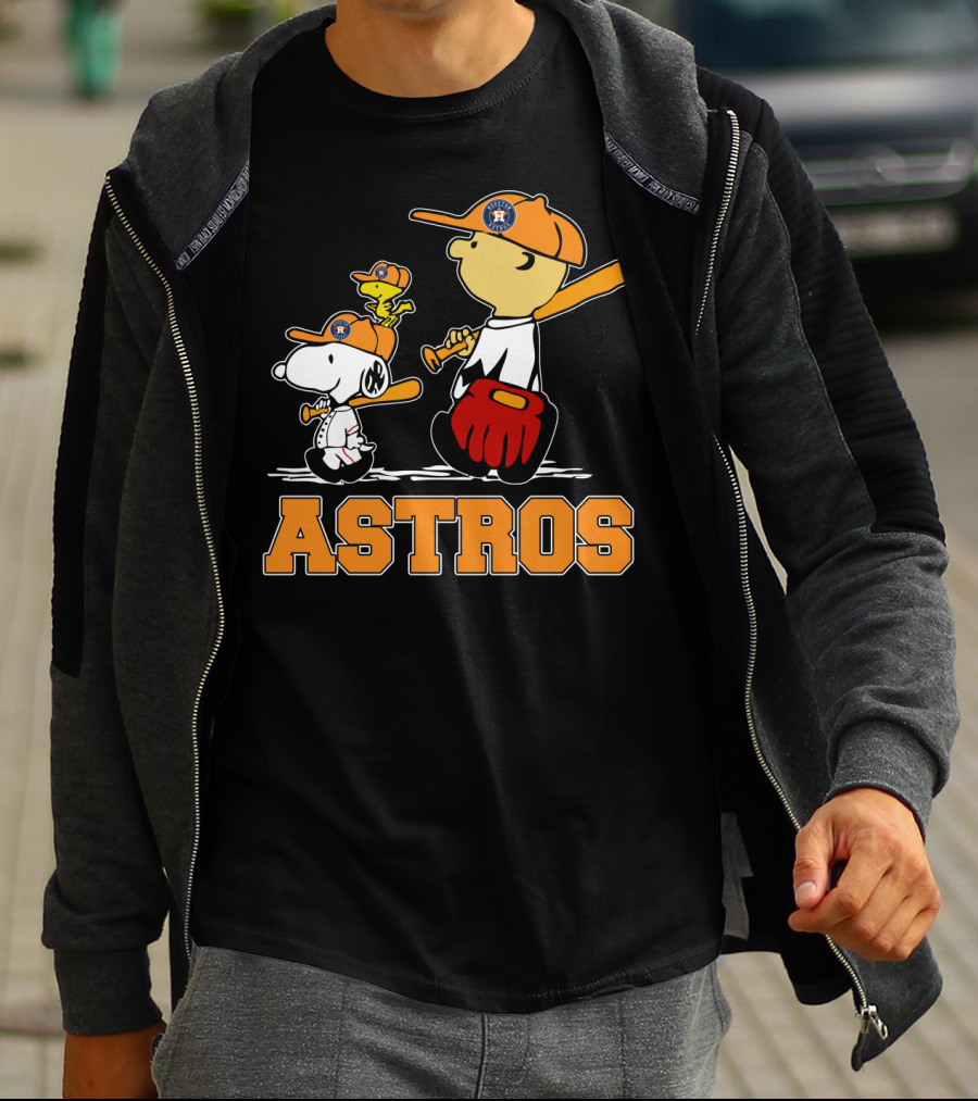 Snoopy Woodstock And Houston Astros Baseball Fans T-Shirt