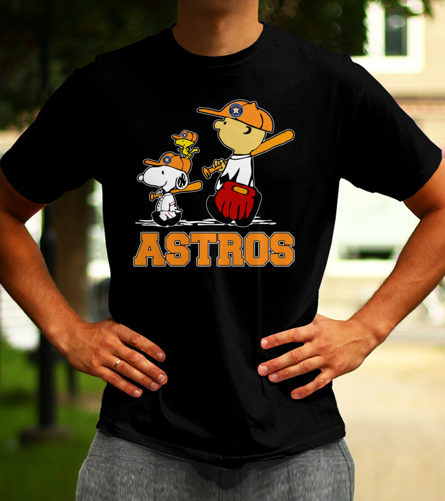 Snoopy Woodstock And Houston Astros Baseball Fans T-Shirt