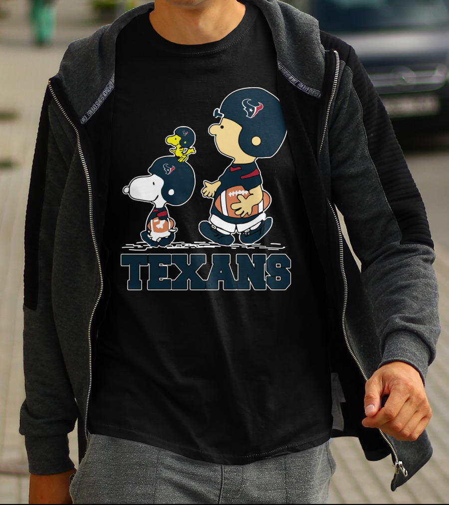 Snoopy And Woodstock Houston Texans Football Fans T-Shirt