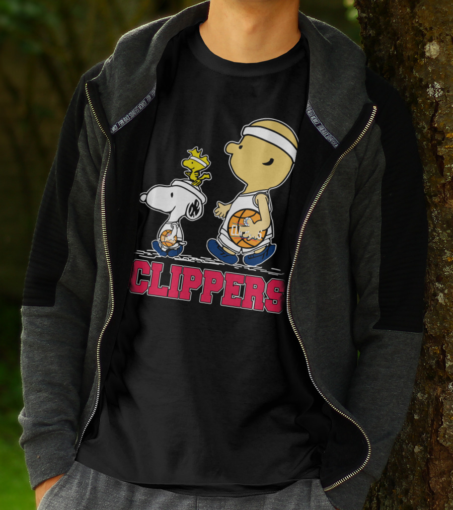 Snoopy And Woodstock Basketball With La Clippers Fans T-Shirt