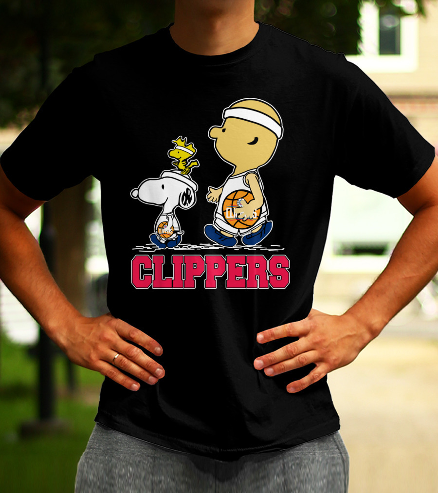 Snoopy And Woodstock Basketball With La Clippers Fans T-Shirt